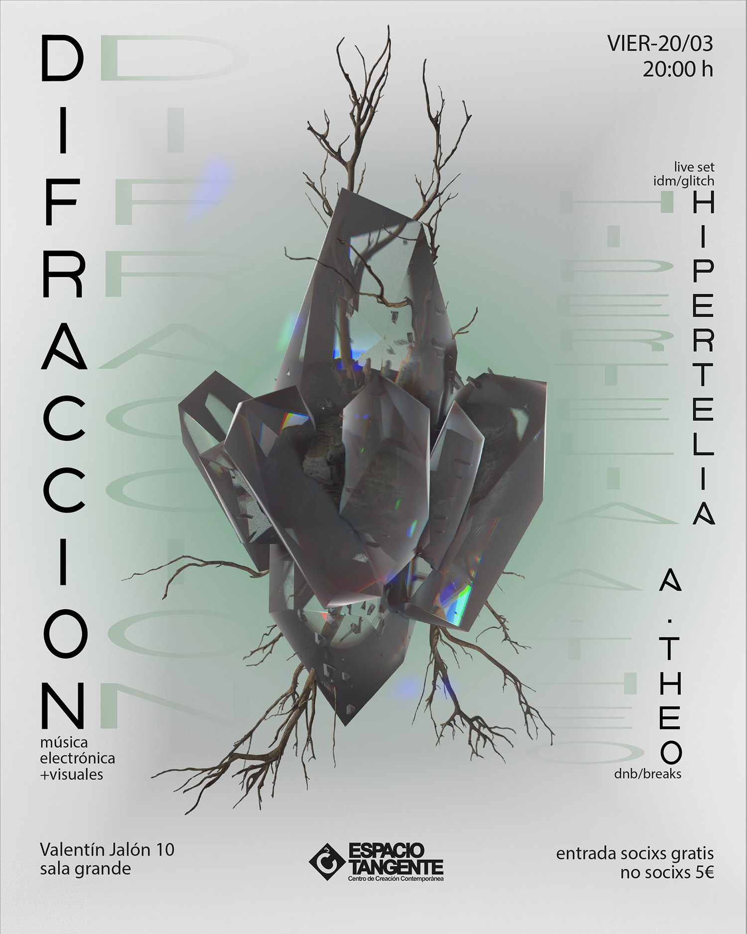 hipertelia & A. Theo dj, concierto & visuales Difracción. 20 Marzo 2026. Hora: 20:00 h.